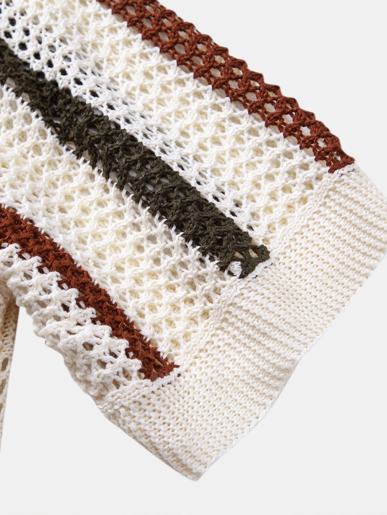 Men's Crochet Polo & Straight Linen Pants Set
