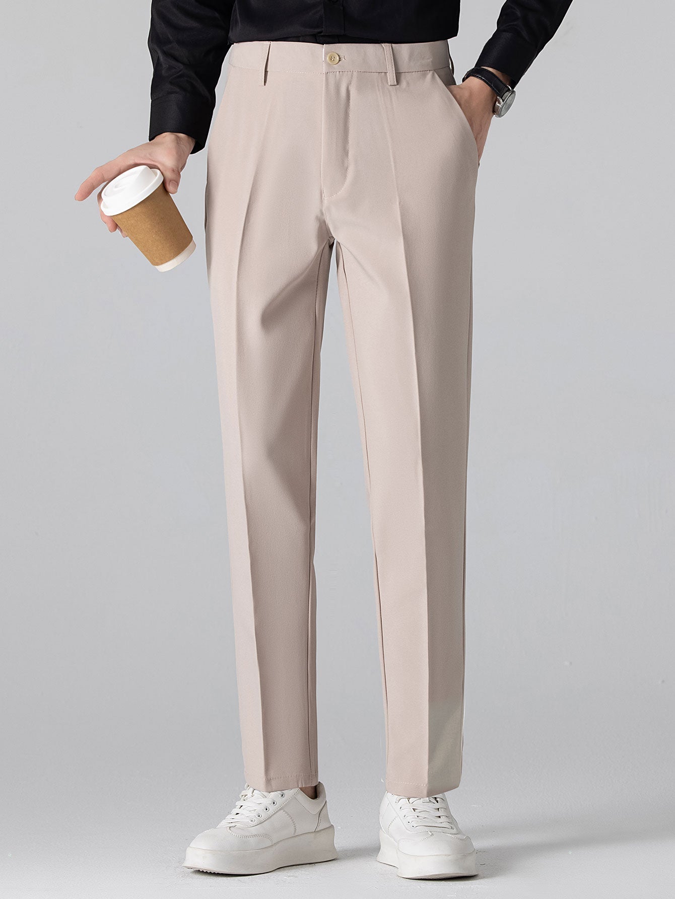 Men's Geometric Jacquard Polo & Slim Pants Set
