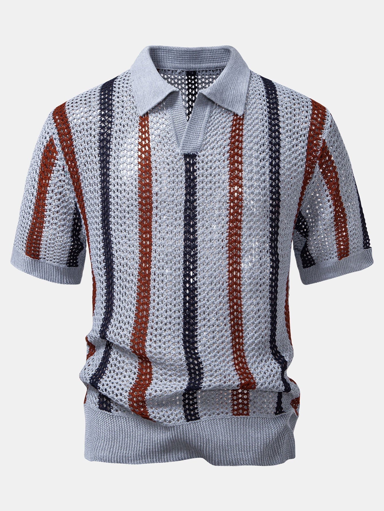 Men's Crochet Polo & Straight Linen Pants Set