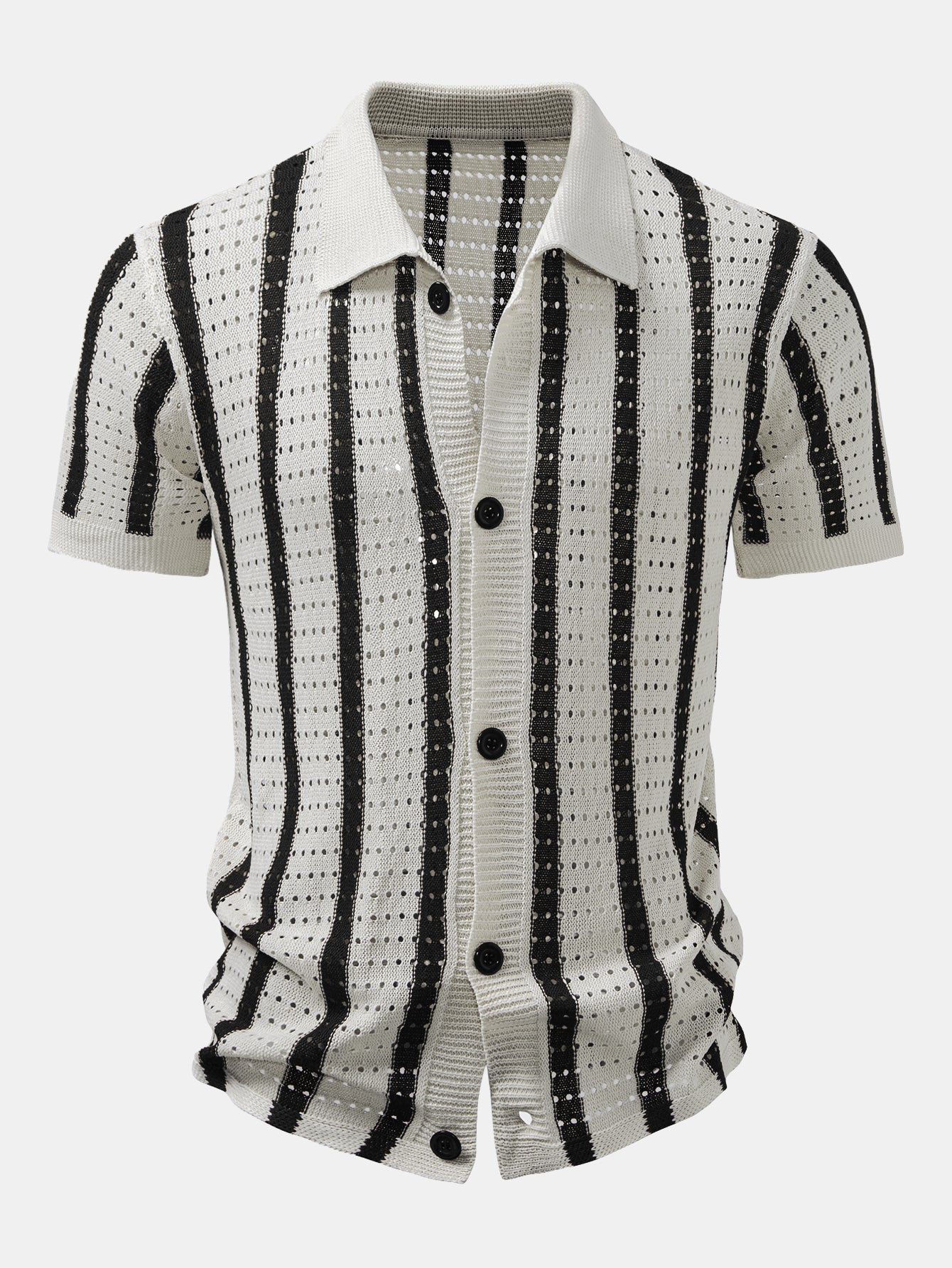 Men's Striped Eyelet Knit Shirt