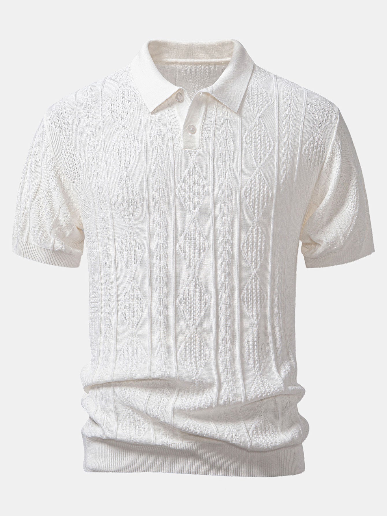 Men's Geometric Jacquard Polo & Slim Pants Set