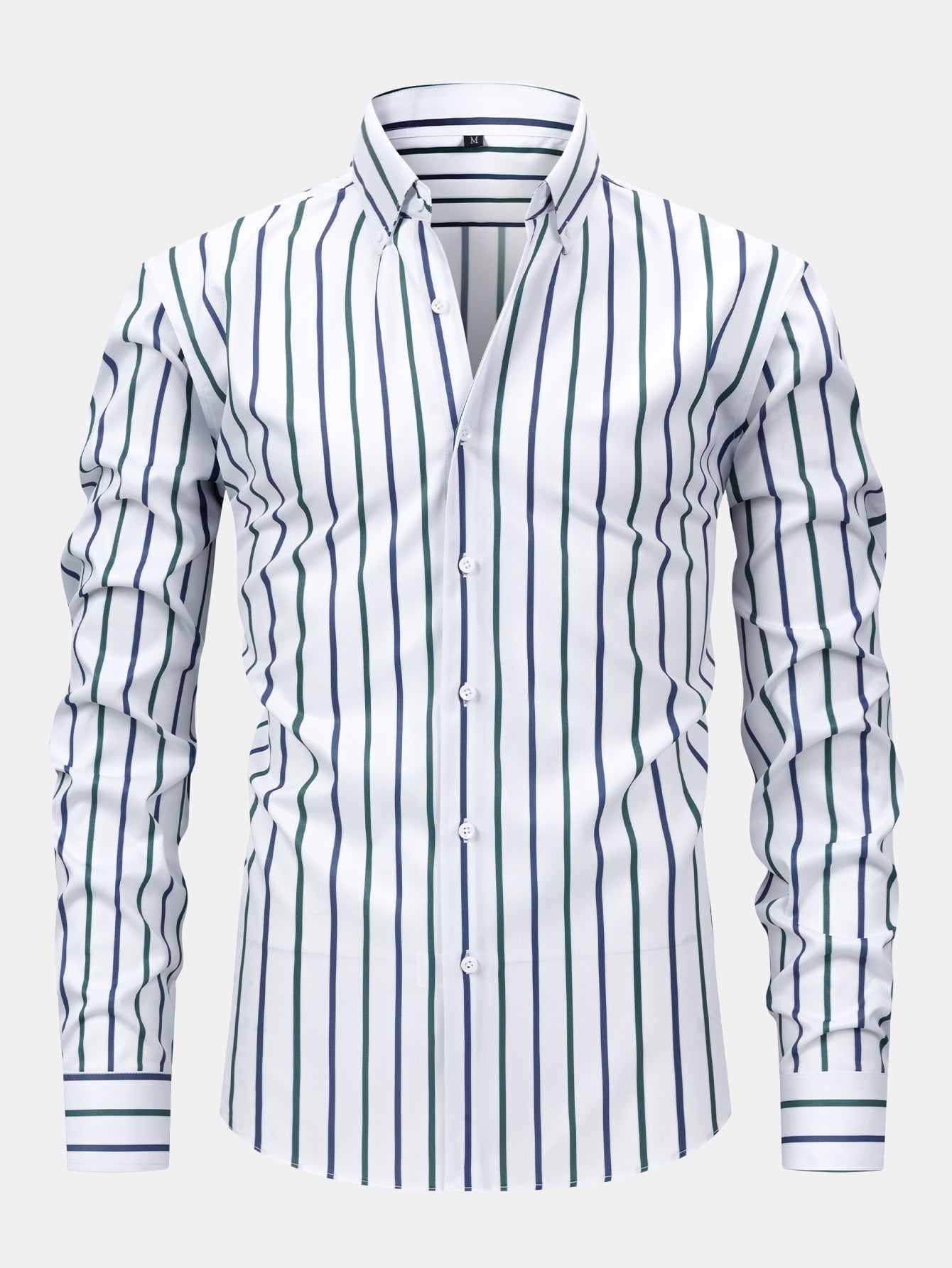 Men's Striped Long Sleeve Button Shirt