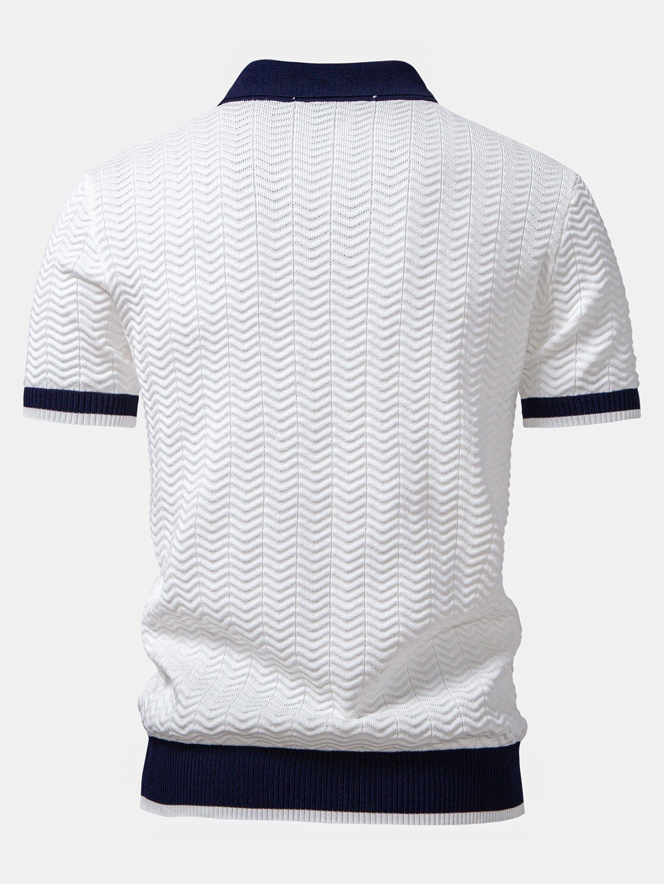 Men's V-Neck Polo Textured Contrast