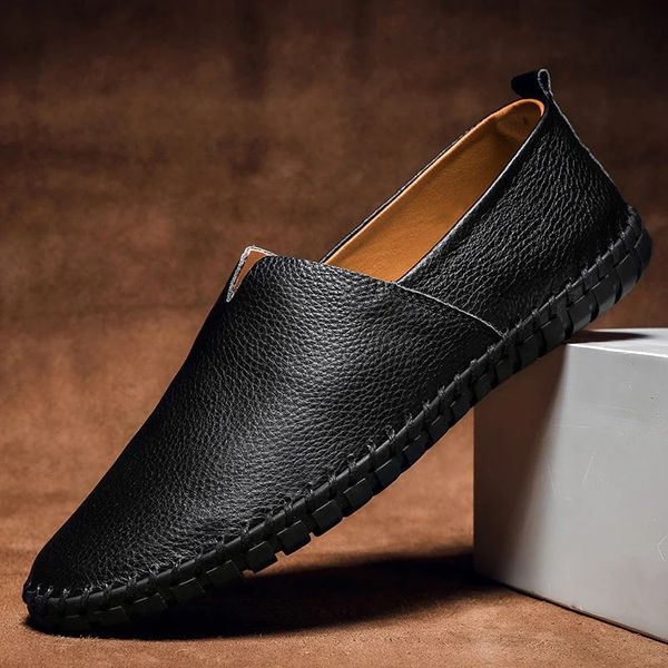 Men's Hand-Stitched Faux Leather Loafers