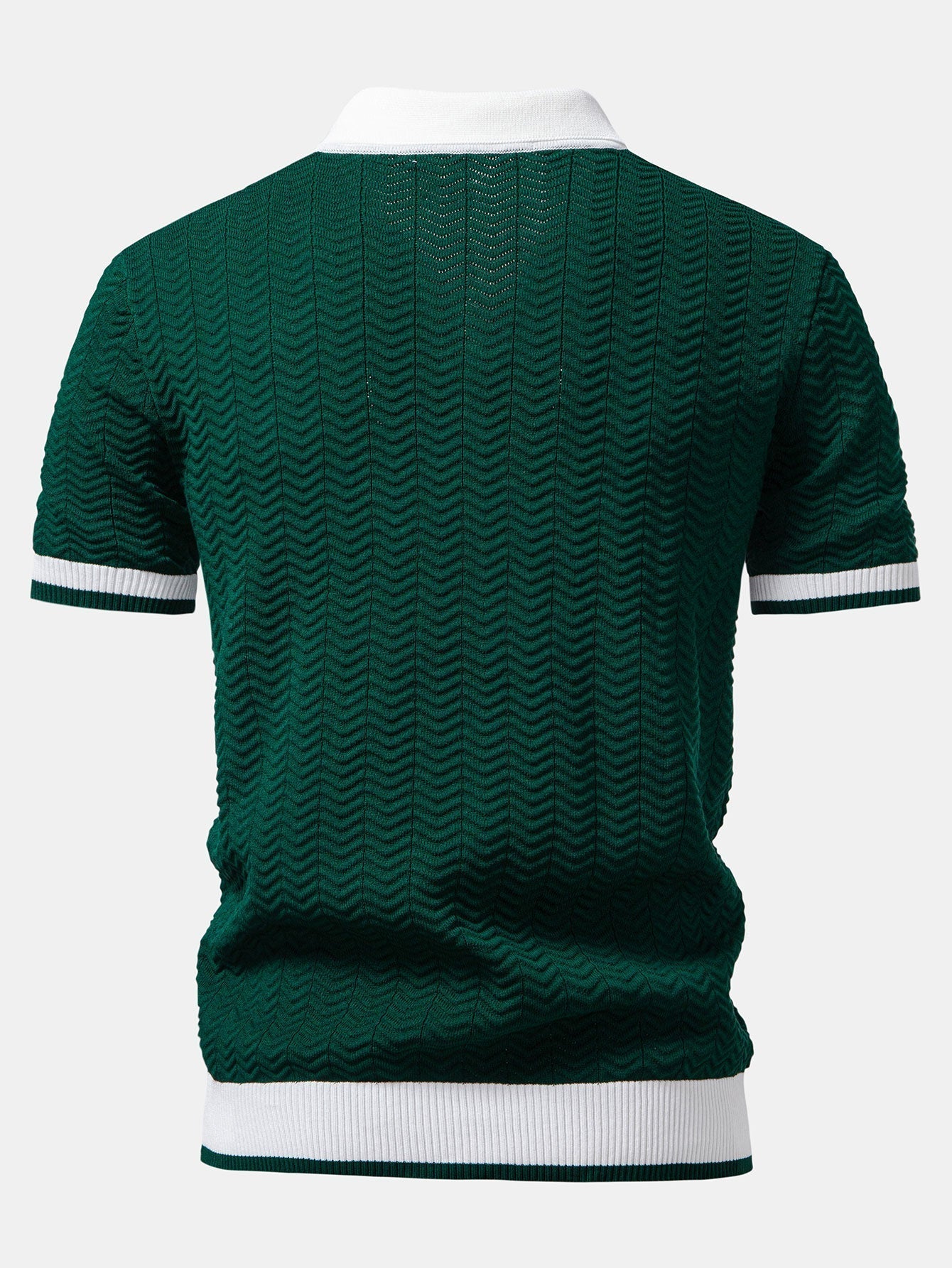 Men's V-Neck Polo Textured Contrast