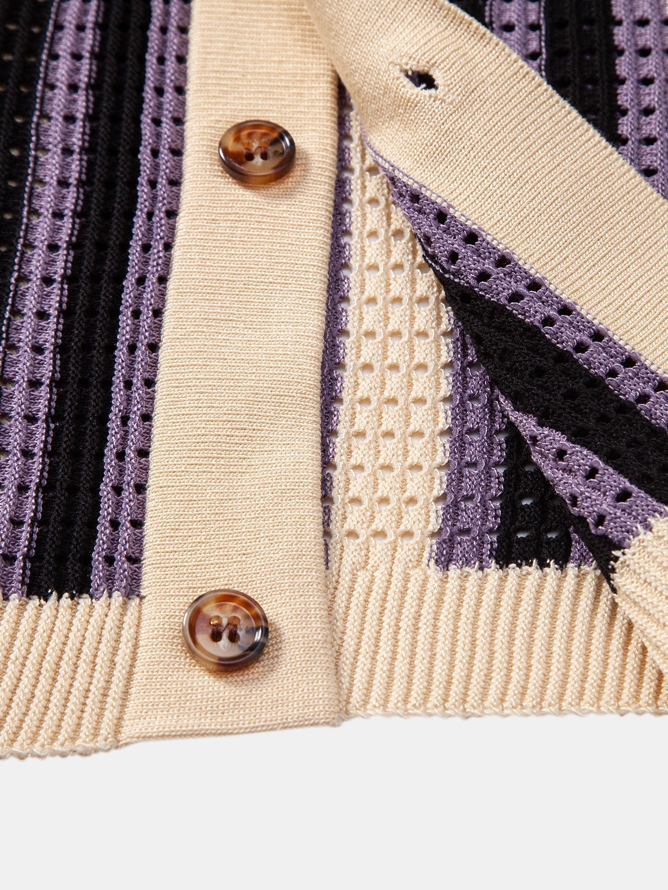 Men's Striped Crochet Eyelet Shirt