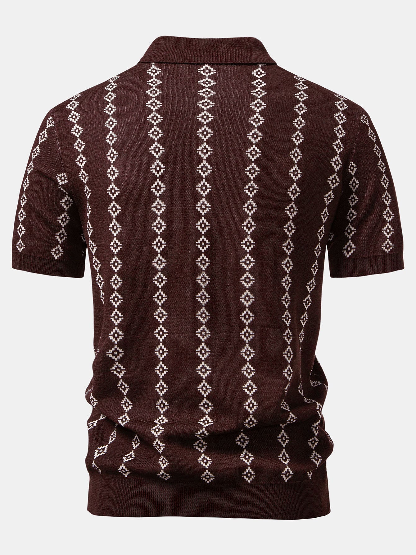 Men's Geometric Knit V-Neck Polo