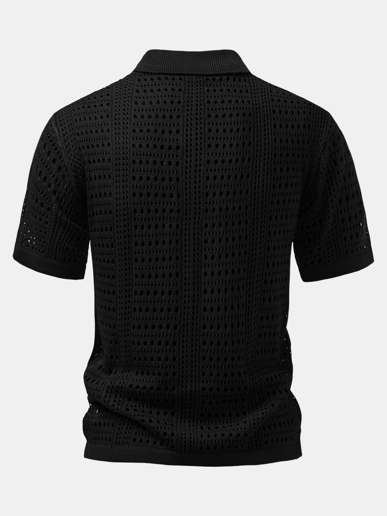 Men's Crochet V-Neck Polo & Straight Linen Pants Set