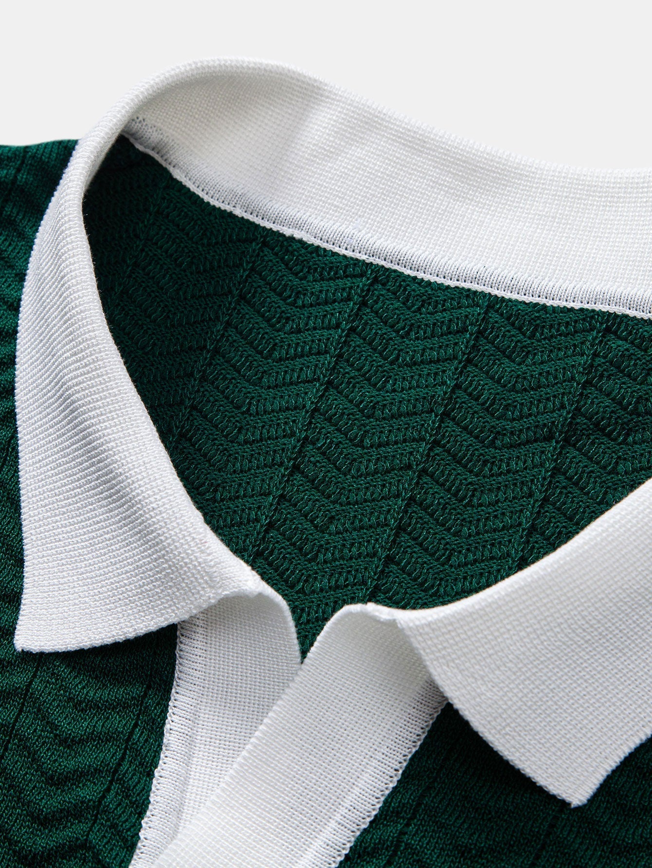 Men's V-Neck Polo Textured Contrast