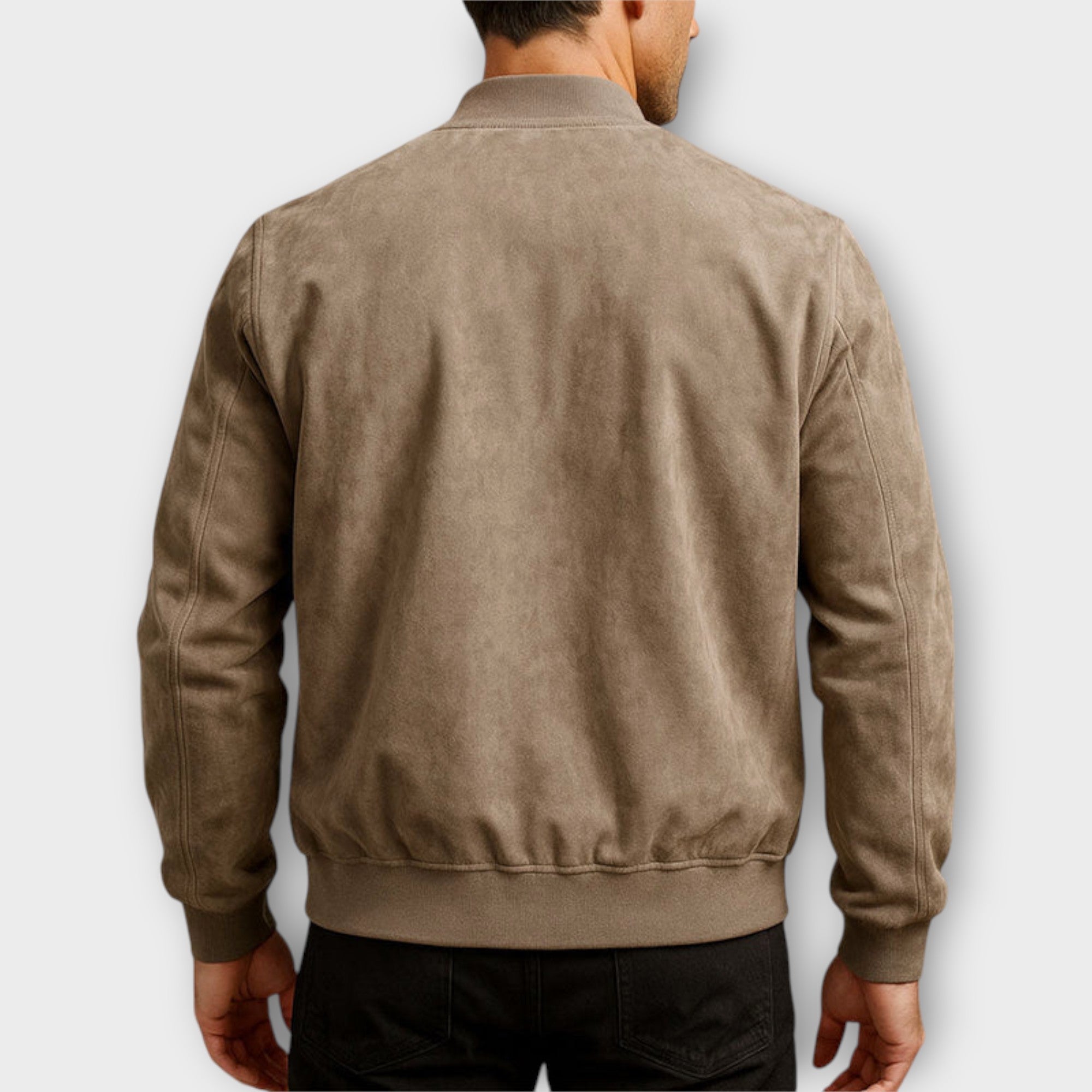 Men's Leather Suede Bomber Jacket