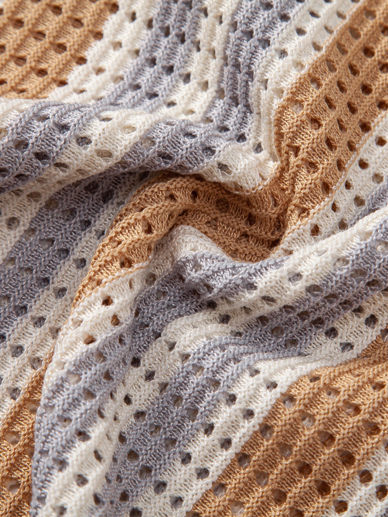 Men's Striped Crochet Eyelet Shirt
