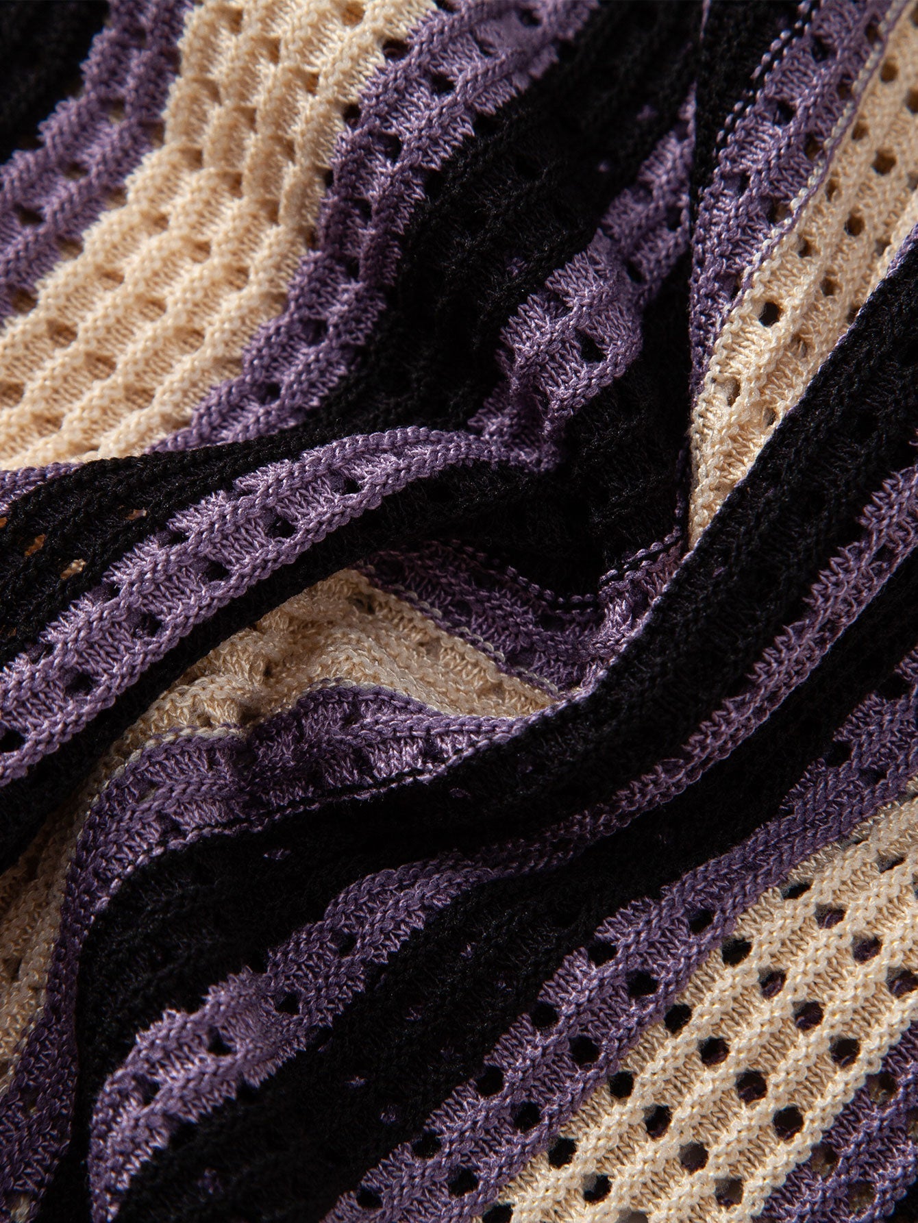 Men's Striped Crochet Eyelet Shirt