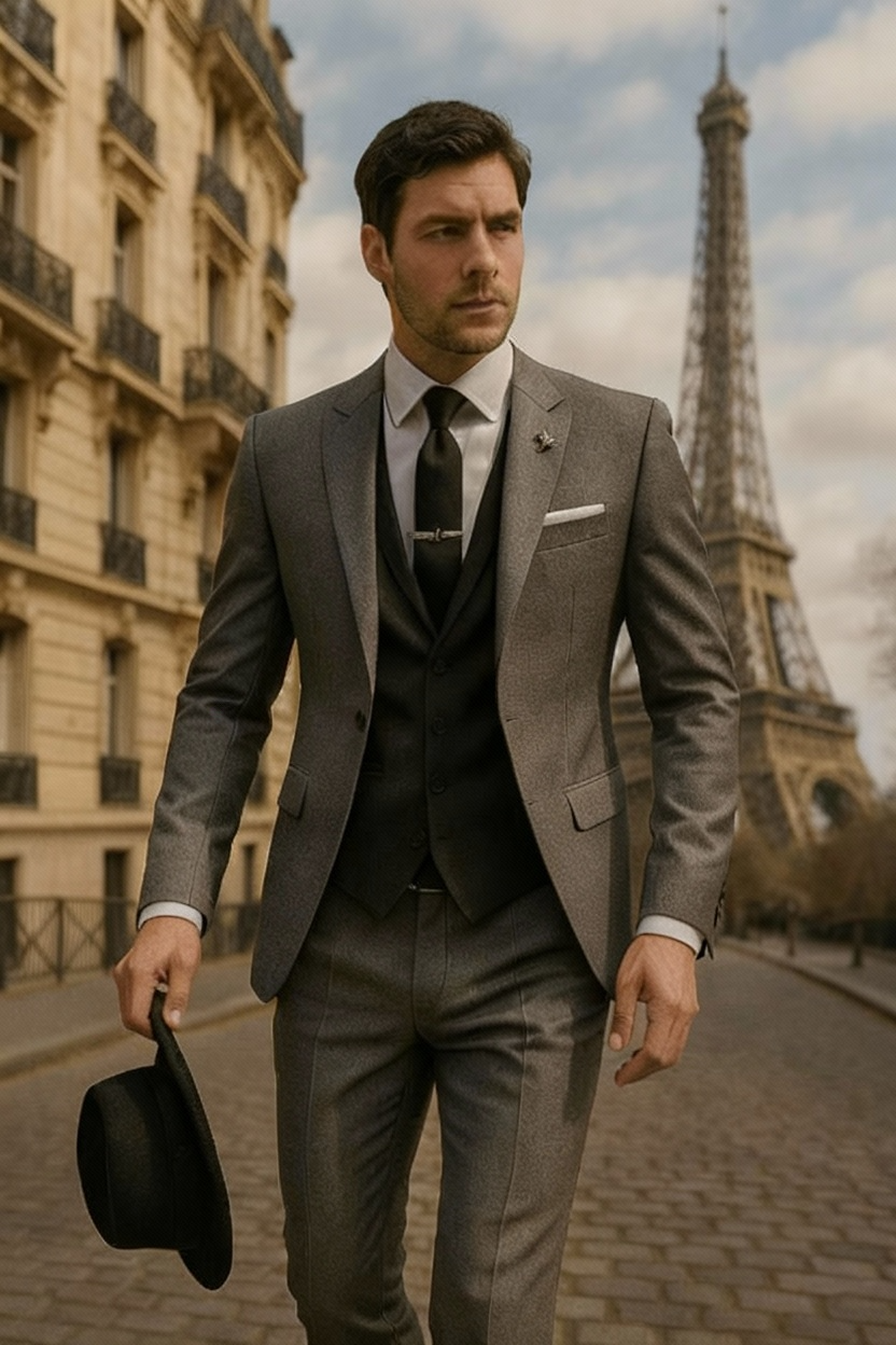 Men's Slim Fit 3-Piece Suit - Blazer, Waistcoat and Trousers Set
