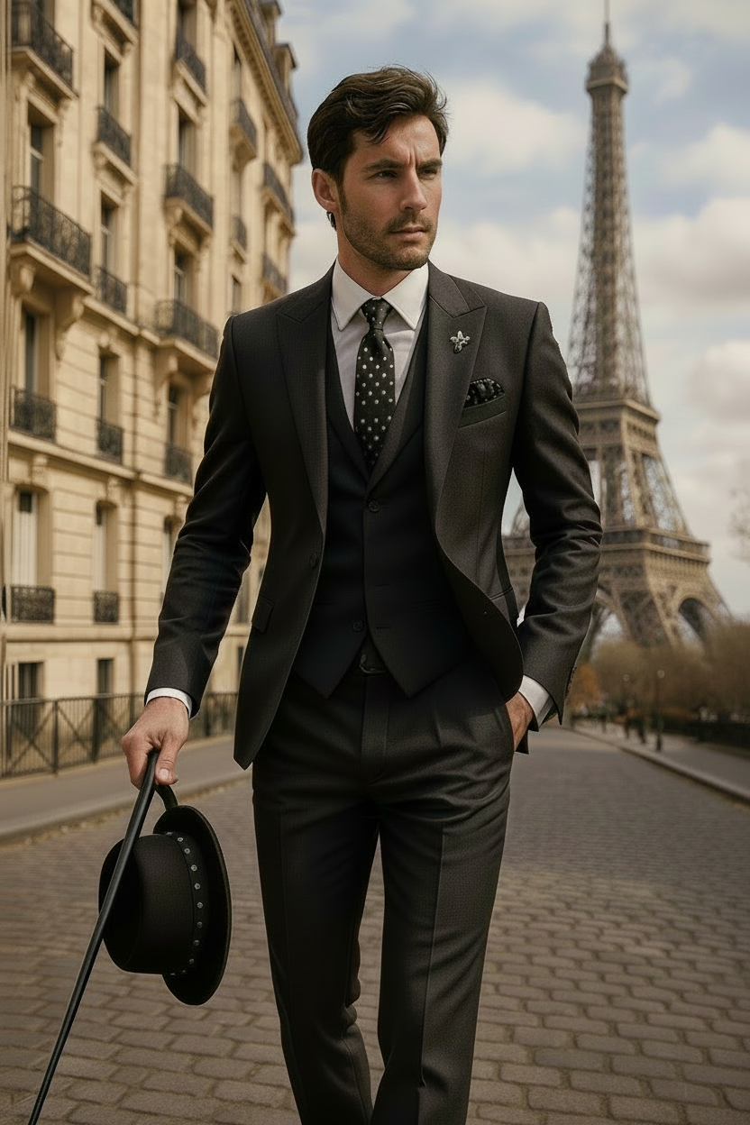 Men's Slim Fit 3-Piece Suit - Blazer, Waistcoat and Trousers Set