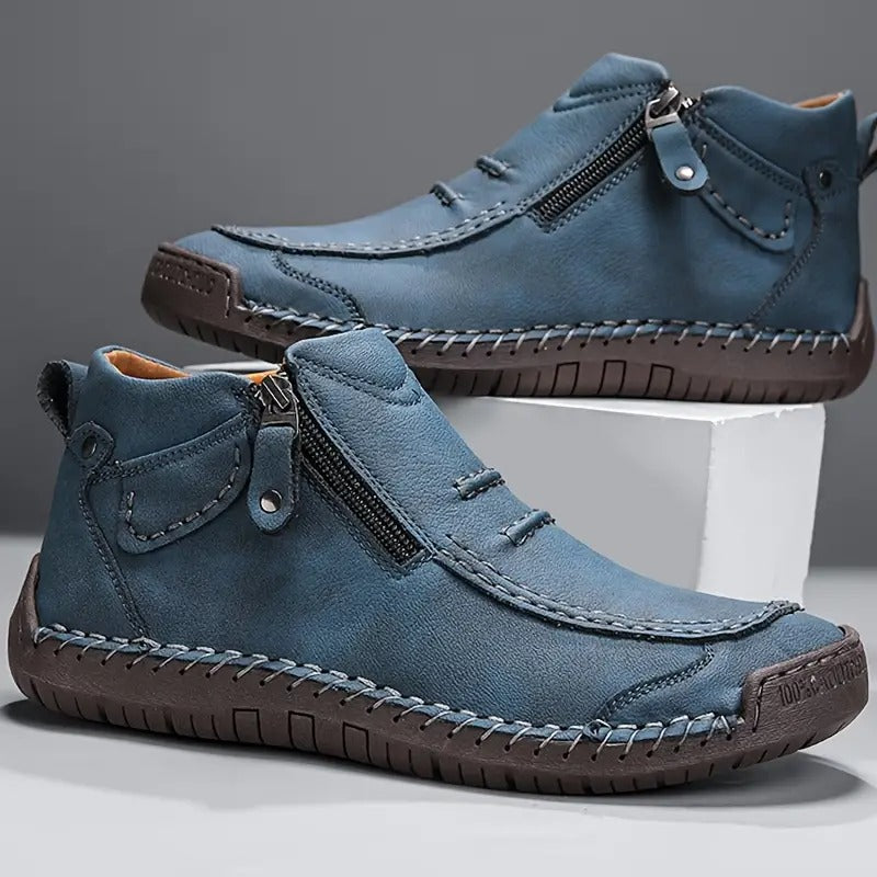 Leather Shoes With Side Zipper