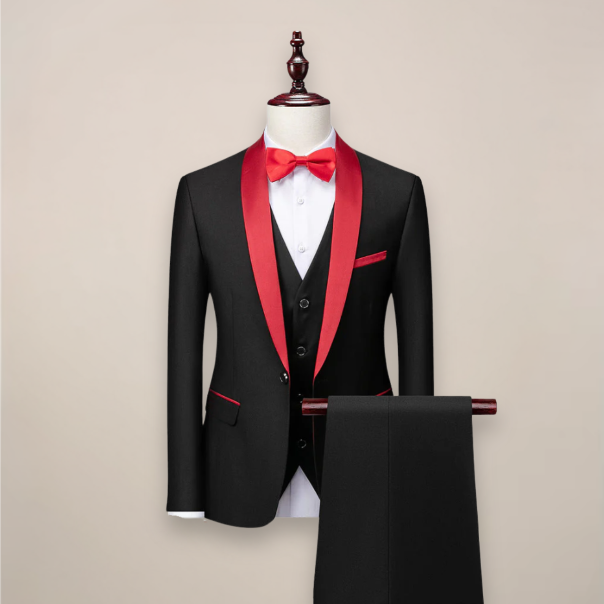 Men's Slim Fit 3-Piece Tuxedo Suit - Formal Wedding and Event Wear