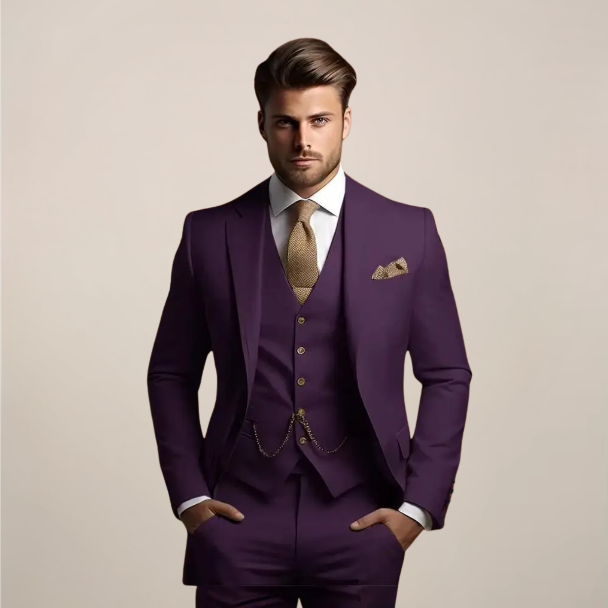 Men's Slim Fit 3-Piece Suit - Wedding Tuxedo