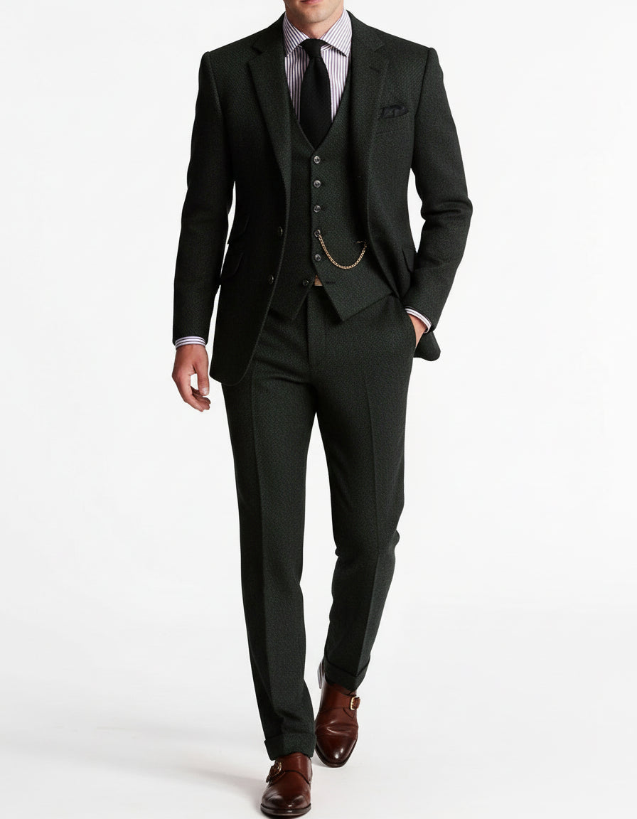 Men's 3-Piece Tuxedo - Classic Tweed Tailored Suit