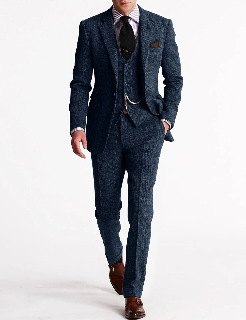 Men's 3-Piece Tuxedo - Classic Tweed Tailored Suit