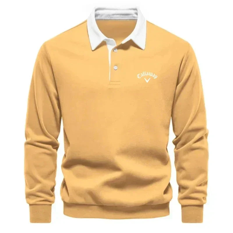 Men's Refined Contrast Polo Sweater