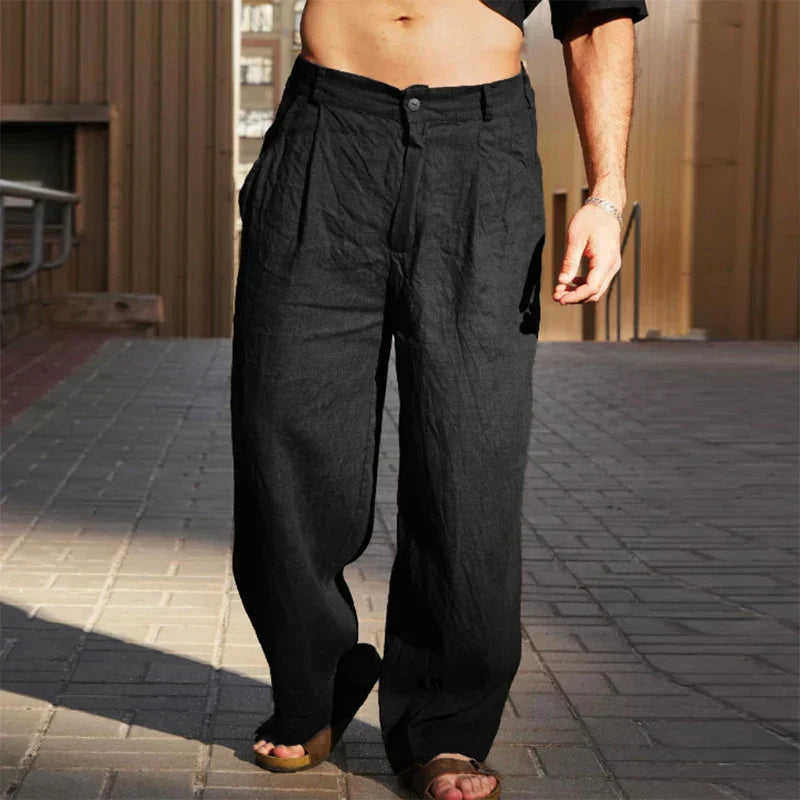 Men's Wide Leg Linen Pants