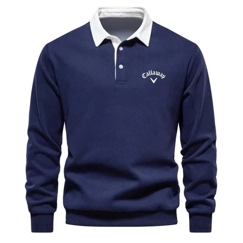 Men's Refined Contrast Polo Sweater