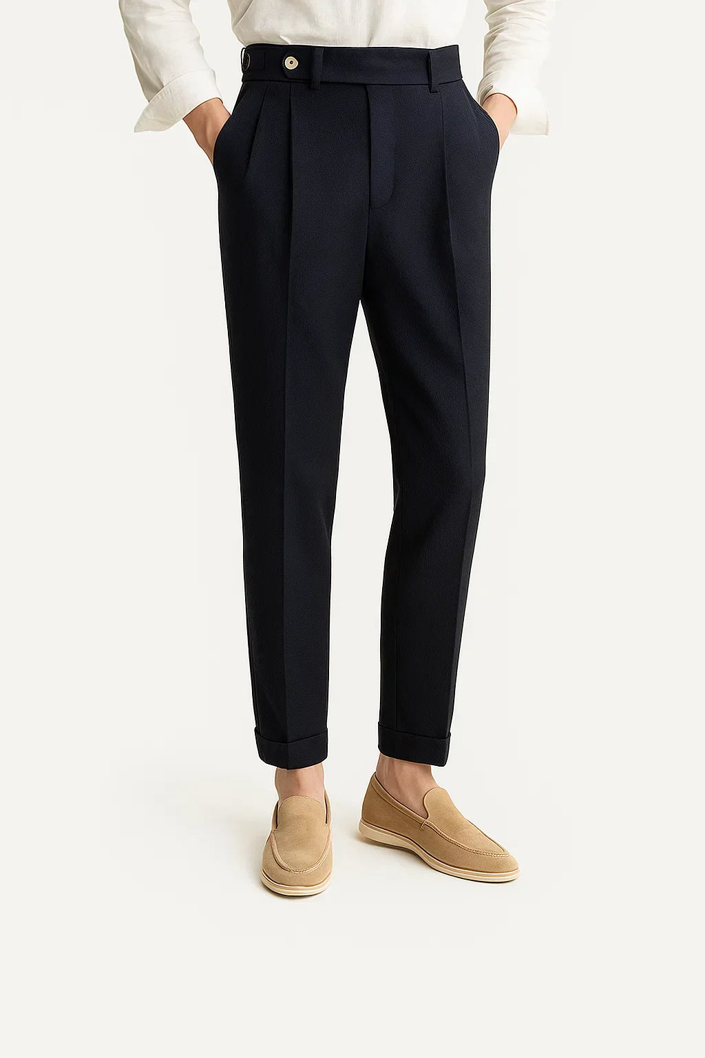 Men's Trousers Modern Fit Cotton Elegant With Folds
