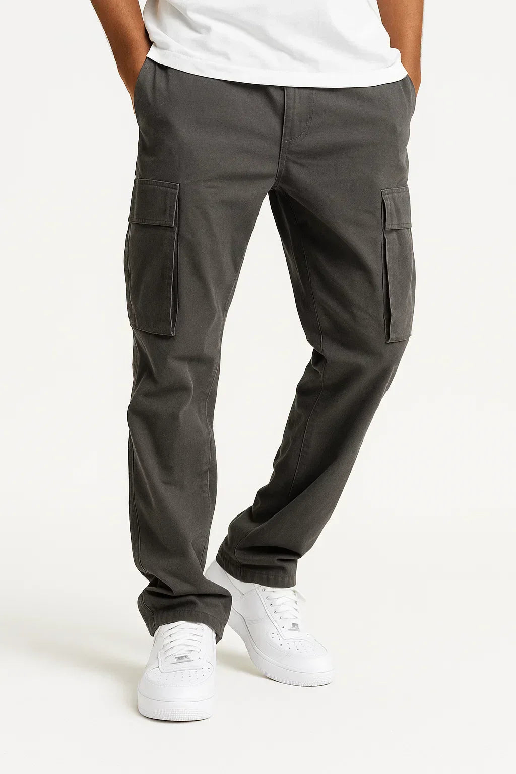 Men's Overalls Cotton Loose Fit Tactical Pants With Elastic Waist