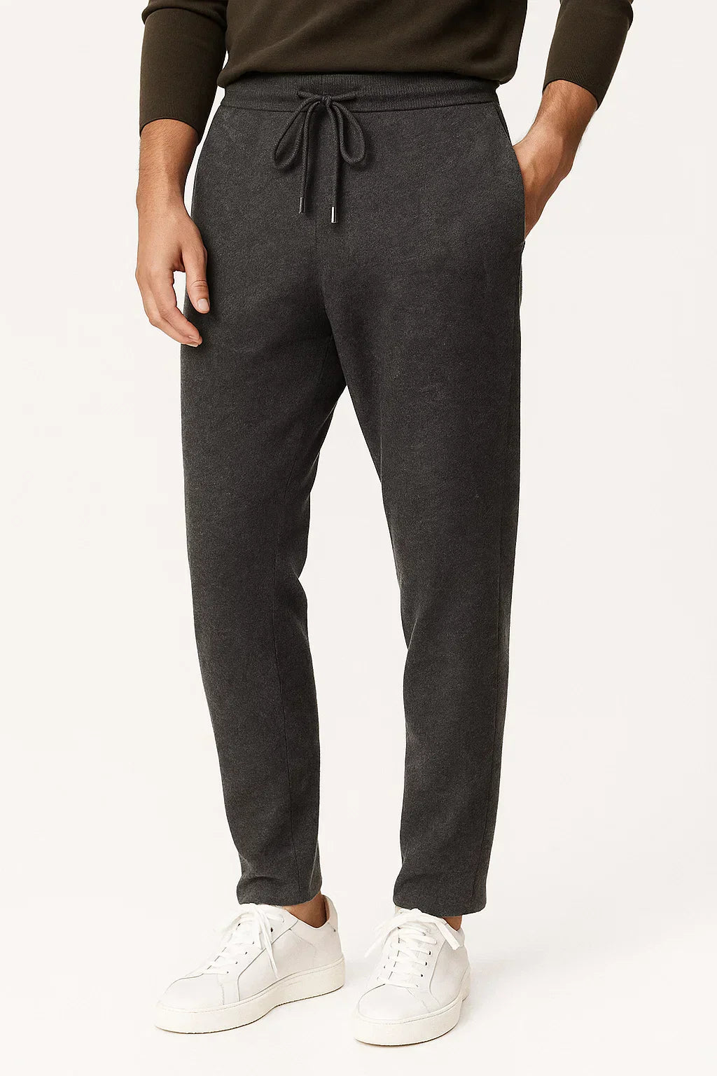 Men's Pants Merino Wool High Waist Thick Casual Warm
