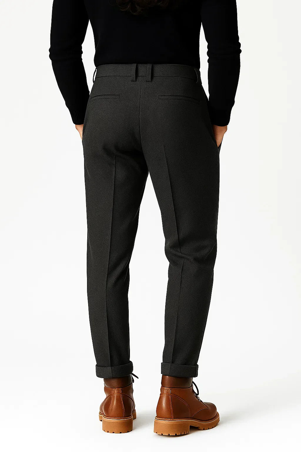 Men's Trousers Wool Blend Structured Fit Slim Tapered Leg