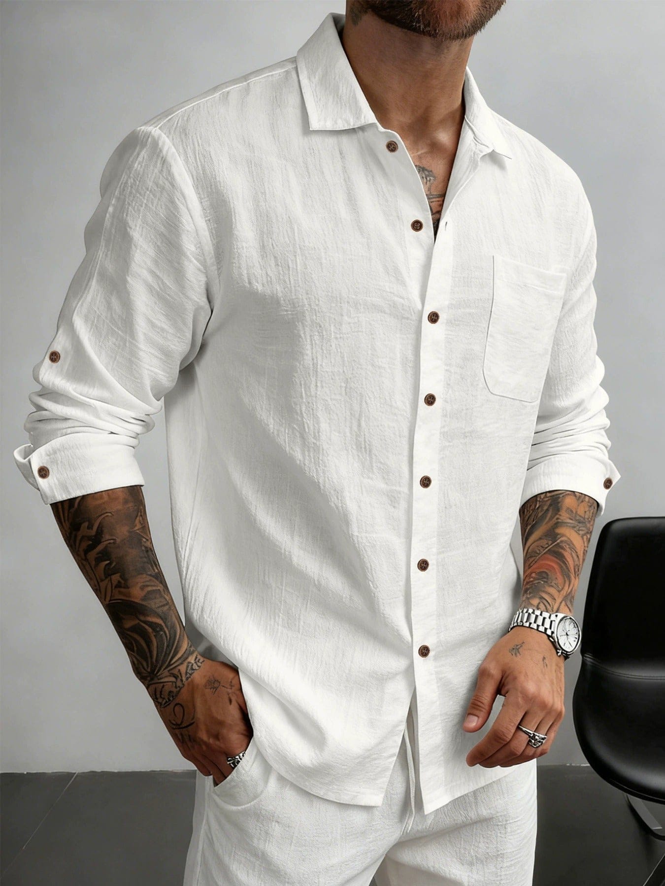 Men's Textured Cotton Shirt