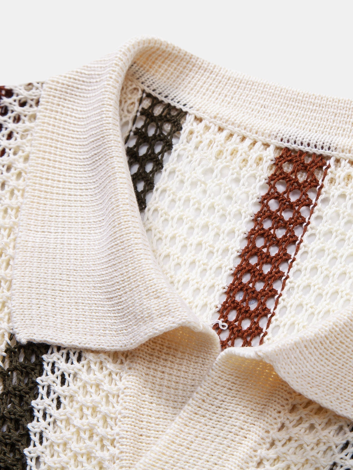 Men's Crochet Polo & Straight Linen Pants Set