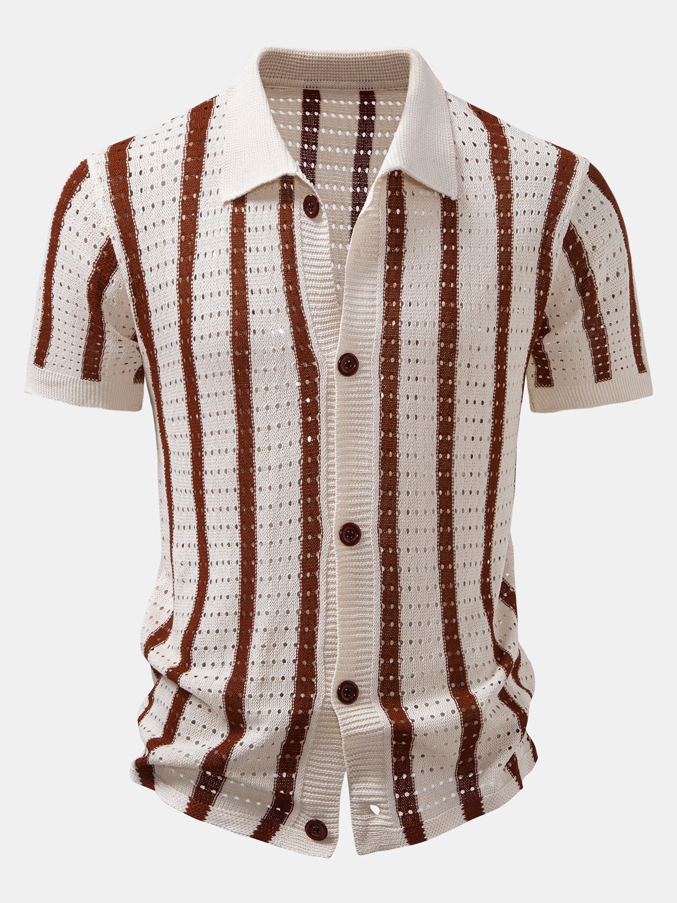 Men's Striped Eyelet Knit Shirt