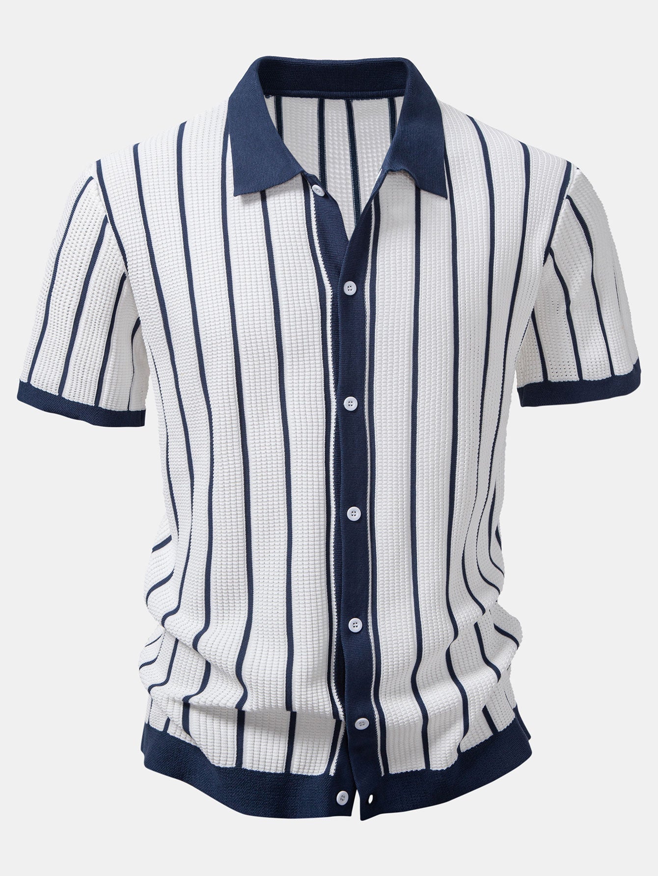 Men's Striped Knit Button Shirt