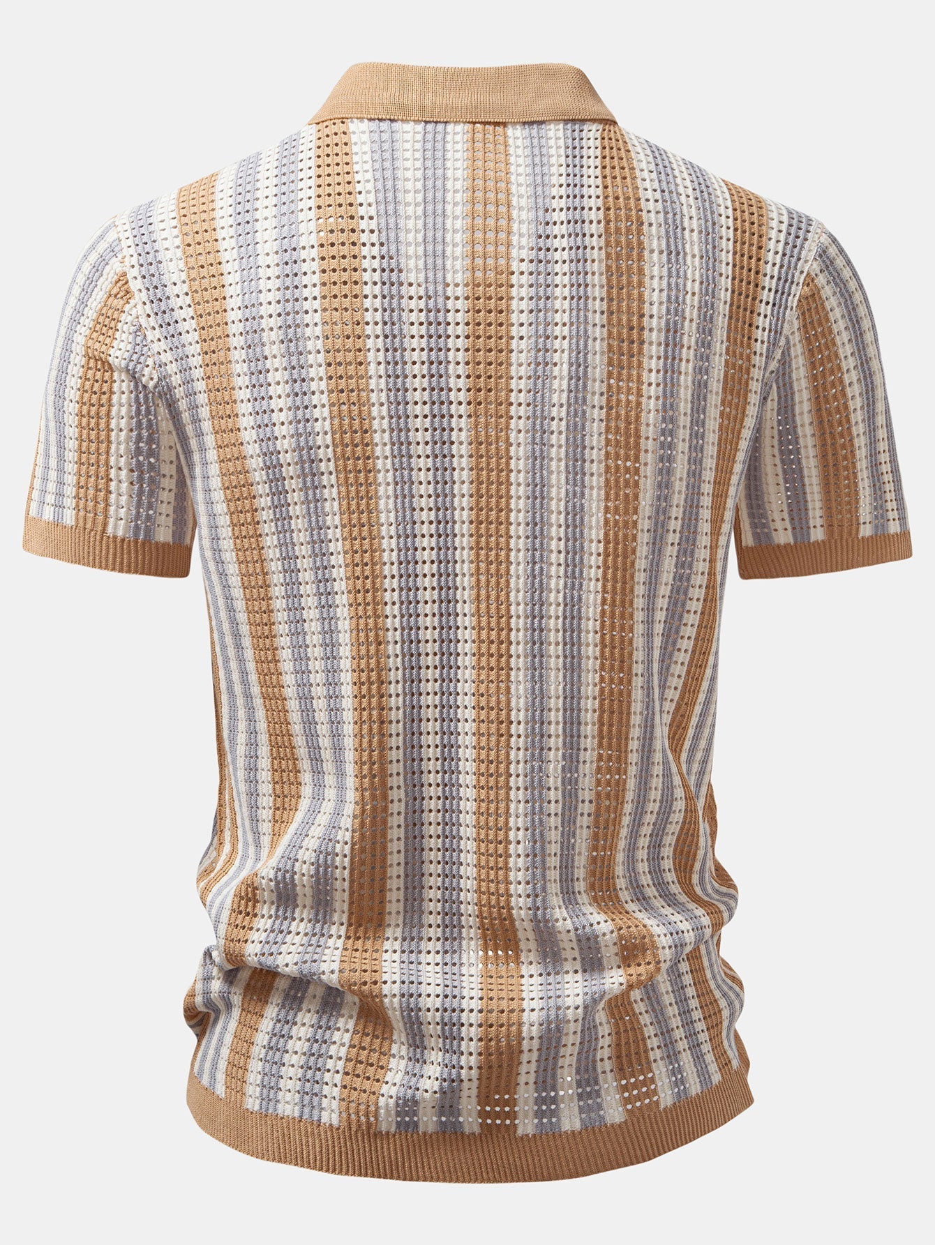 Men's Striped Crochet Eyelet Shirt