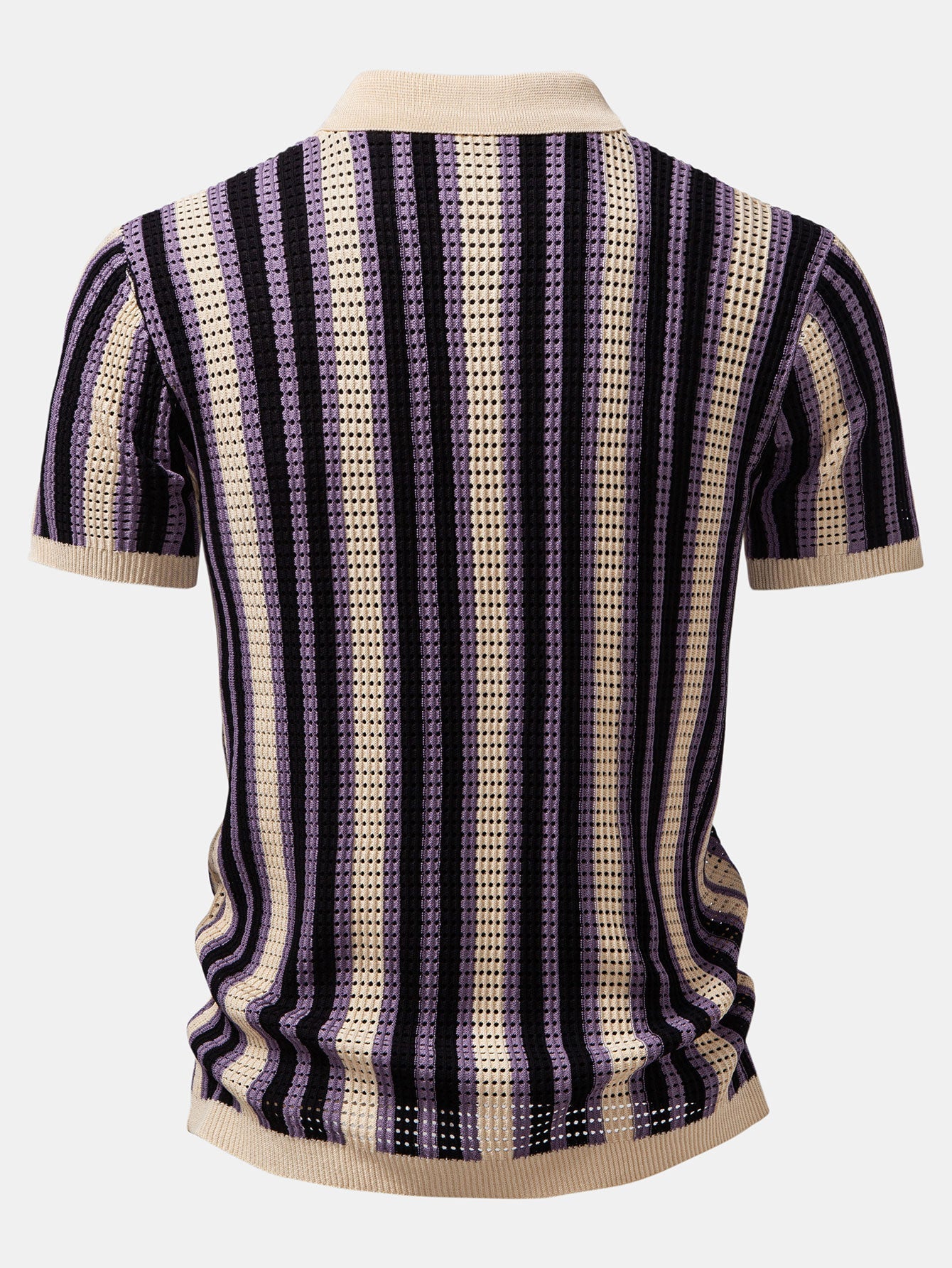 Men's Striped Crochet Eyelet Shirt