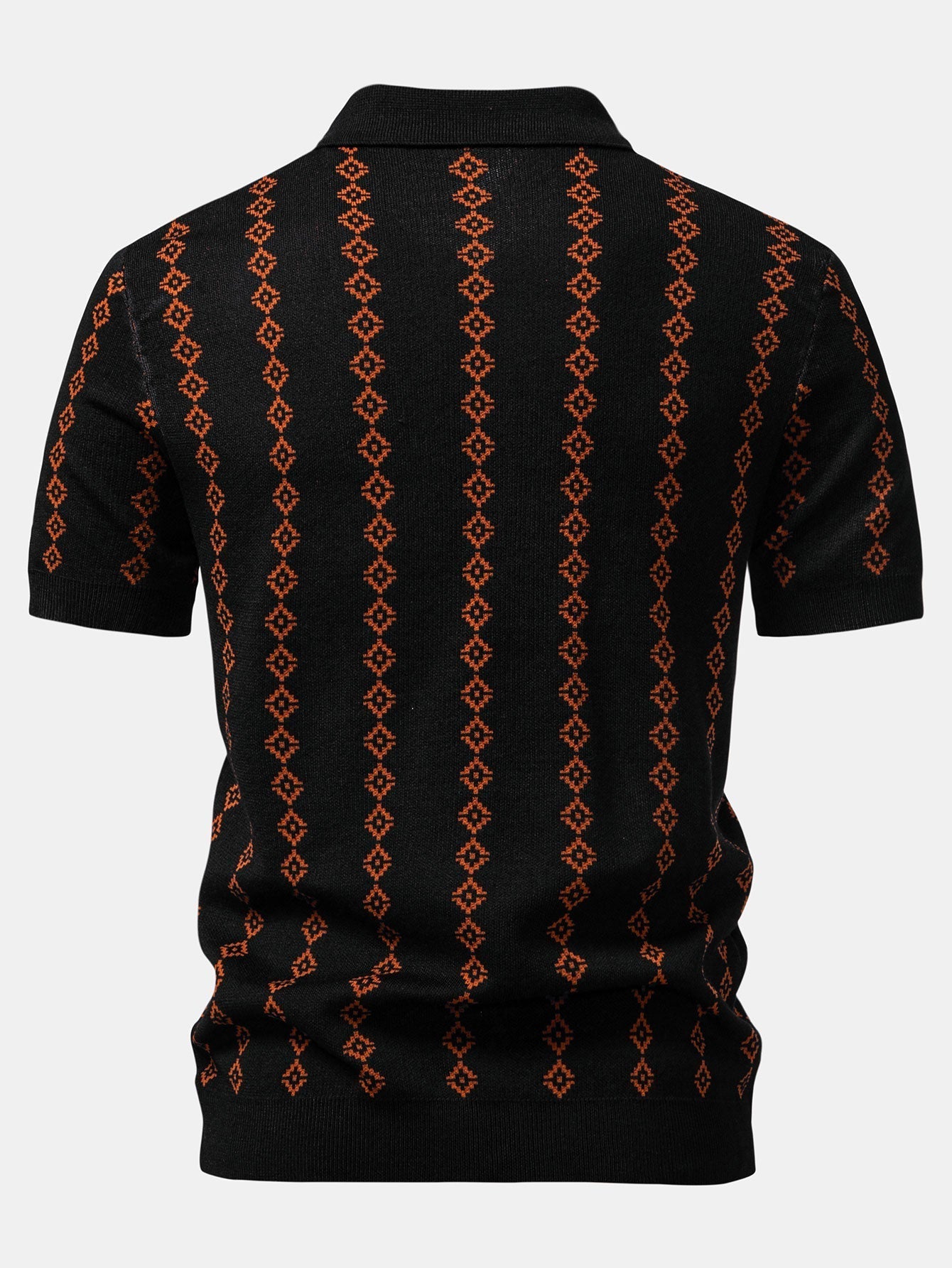 Men's Geometric Knit V-Neck Polo