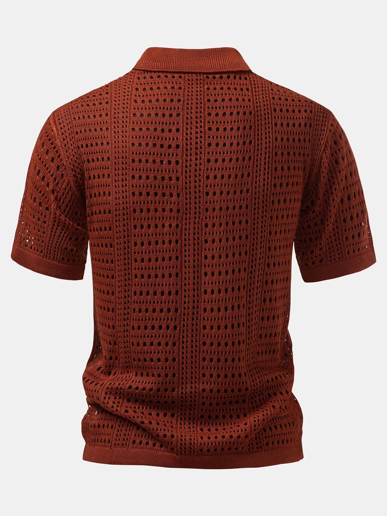 Men's Crochet V-Neck Polo & Straight Linen Pants Set