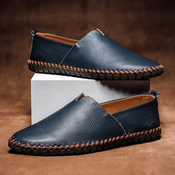 Men's Hand-Stitched Faux Leather Loafers