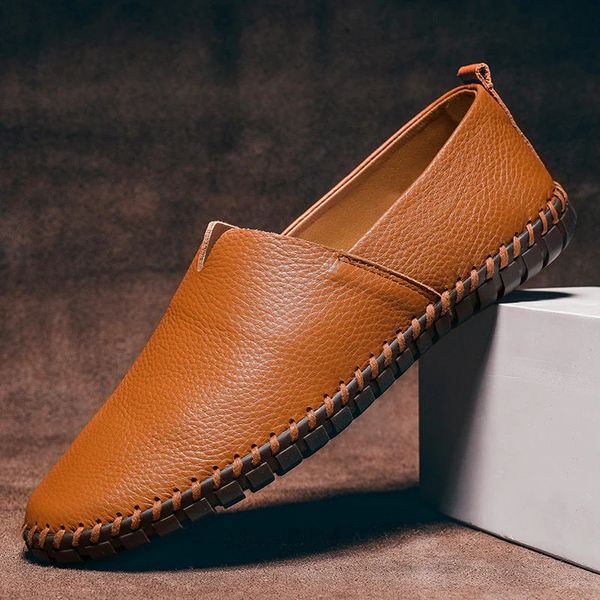 Men's Hand-Stitched Faux Leather Loafers