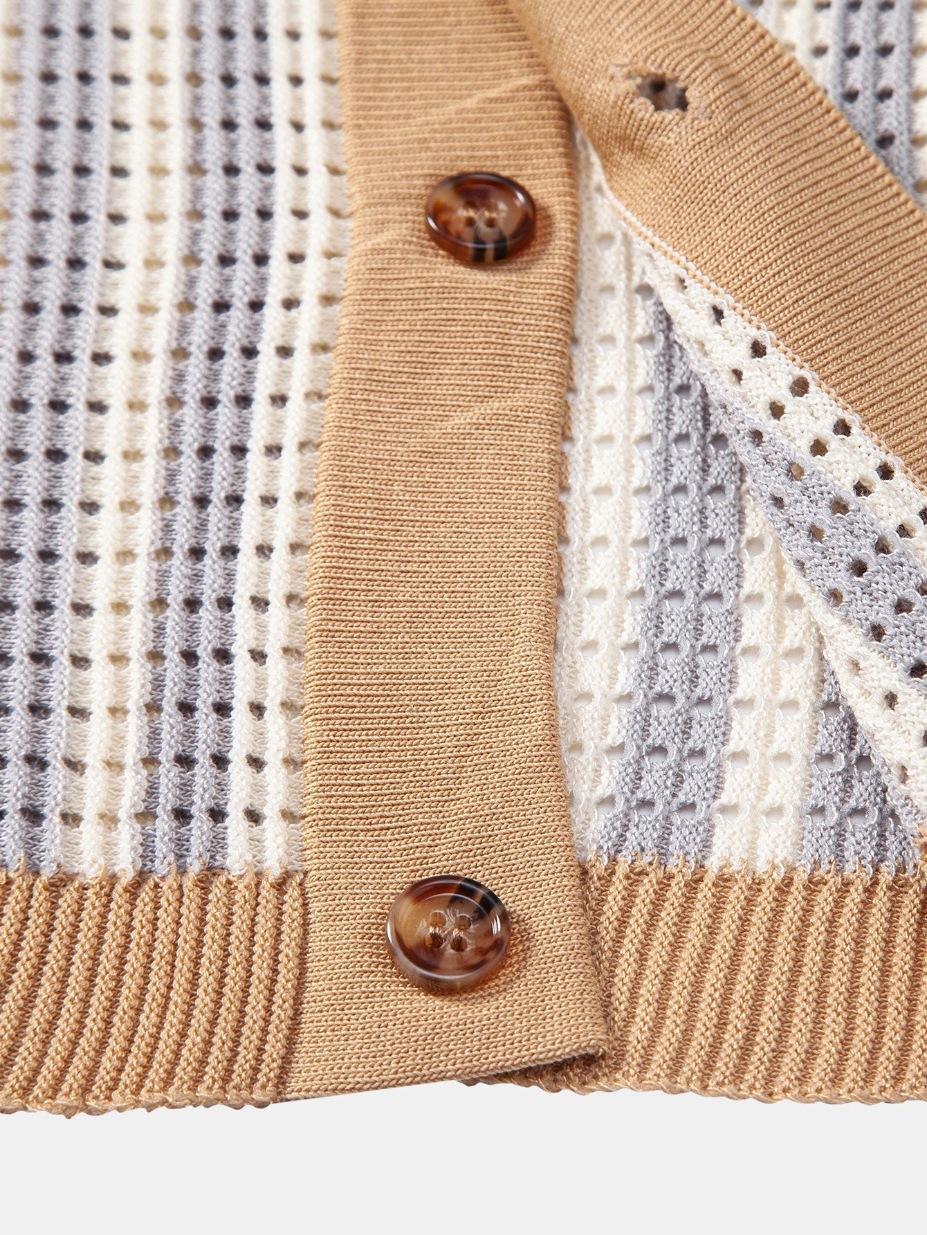 Men's Striped Crochet Eyelet Shirt