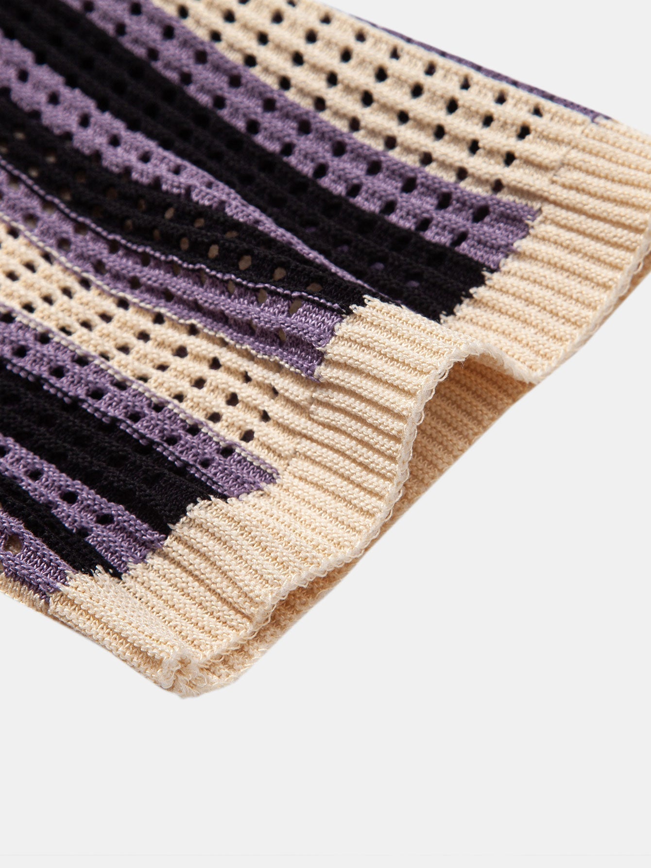 Men's Striped Crochet Eyelet Shirt
