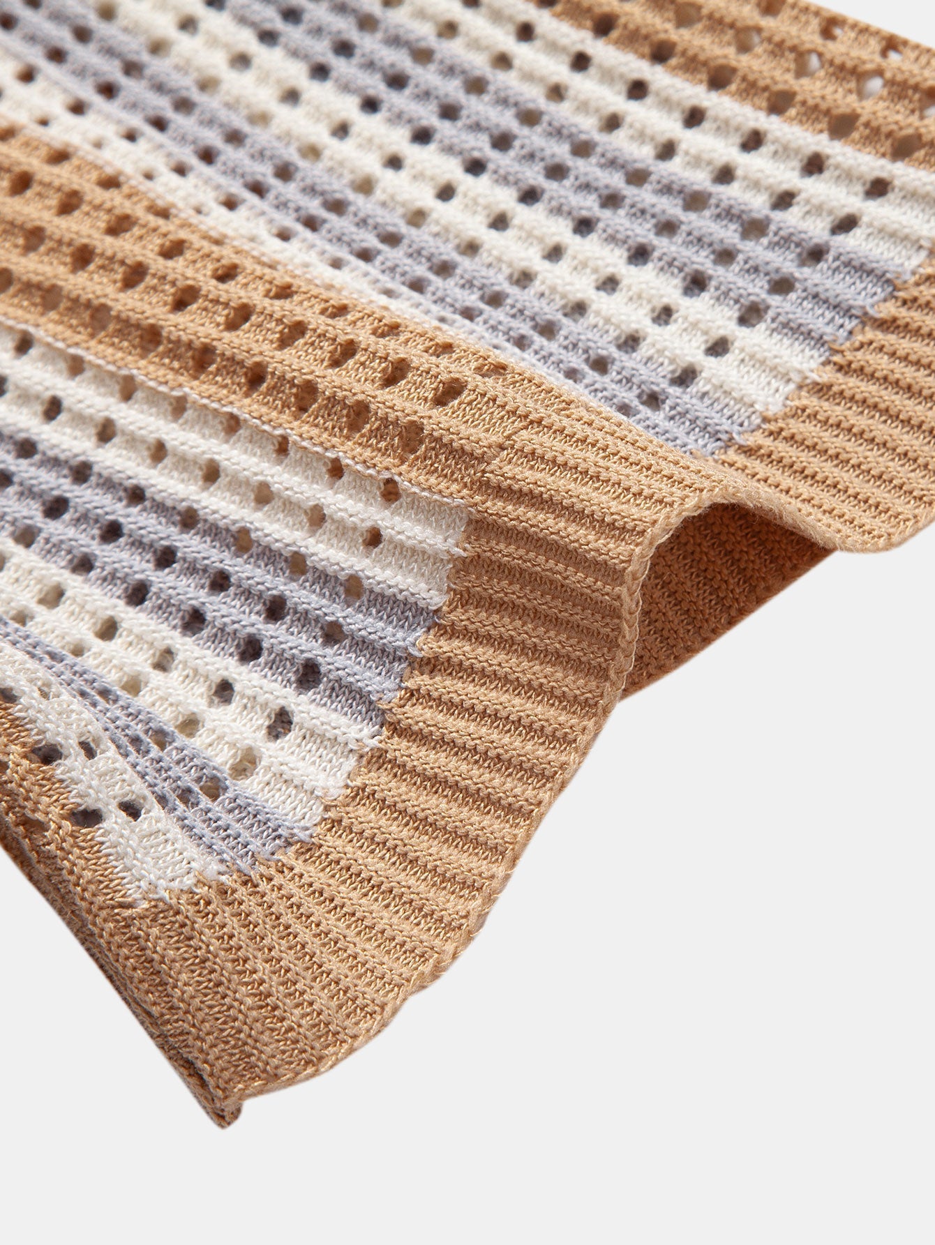 Men's Striped Crochet Eyelet Shirt
