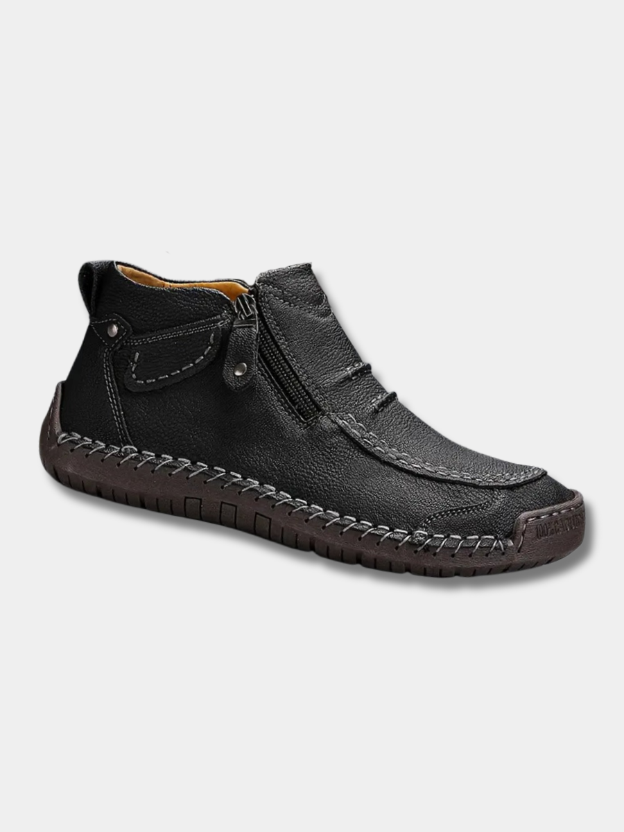 Leather Shoes With Side Zipper