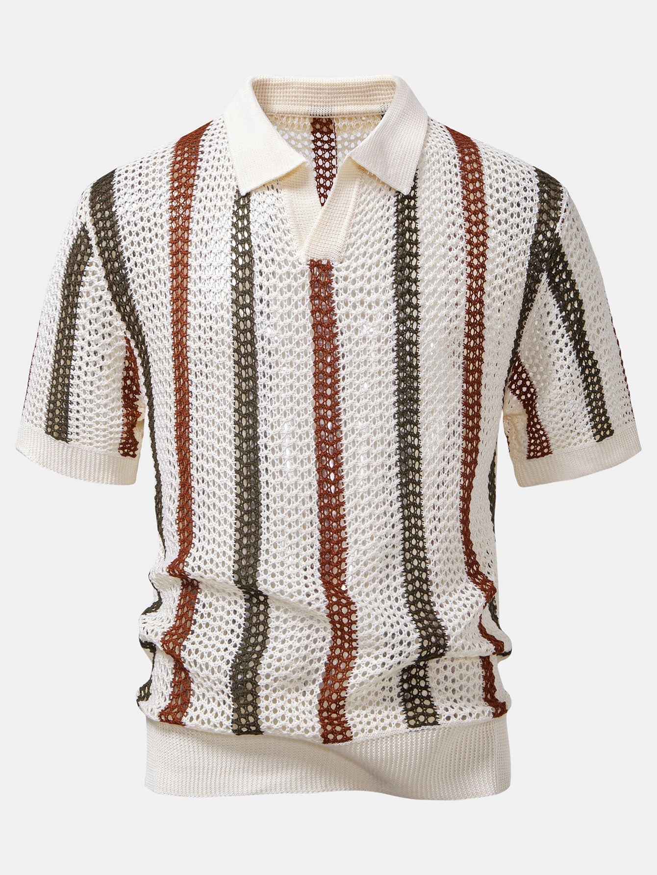 Men's Crochet Polo & Straight Linen Pants Set