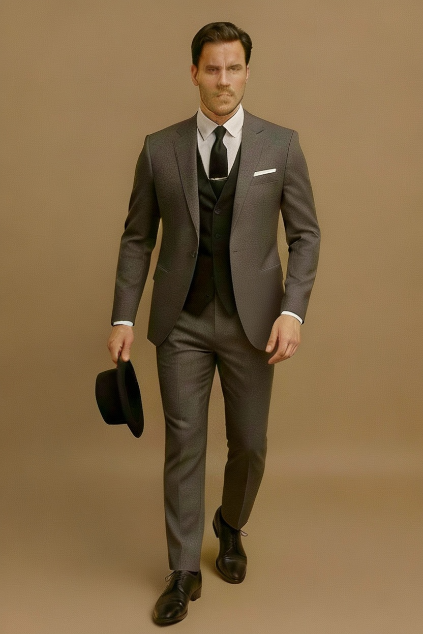 Men's Slim Fit 3-Piece Suit - Blazer, Waistcoat and Trousers Set