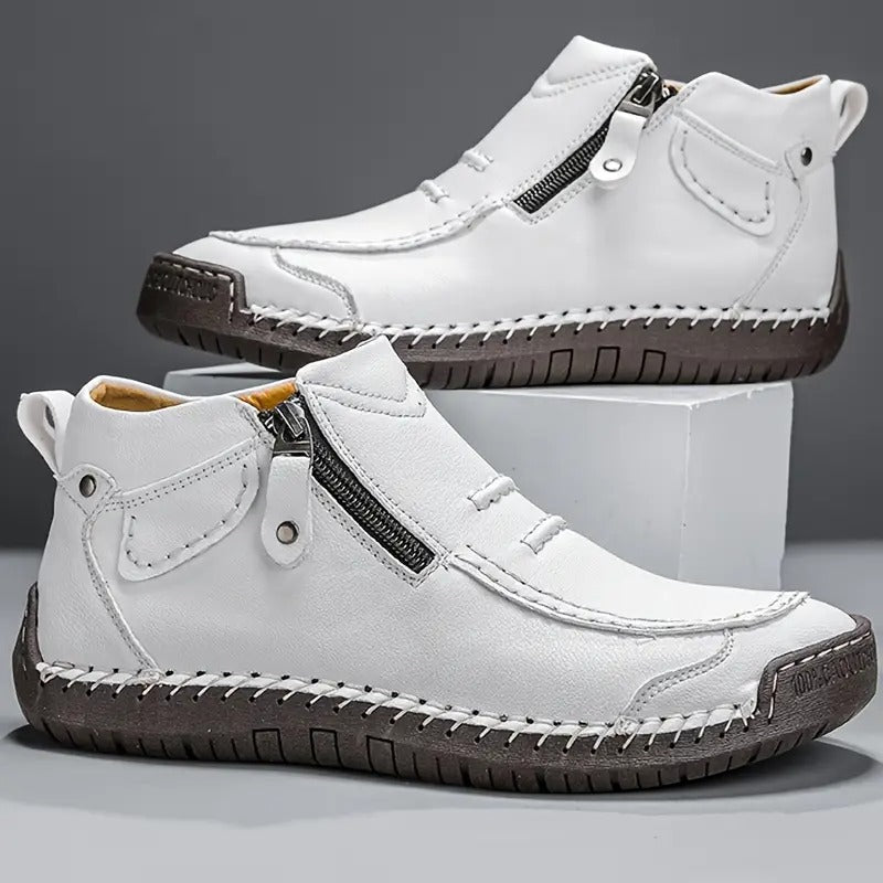 Leather Shoes With Side Zipper