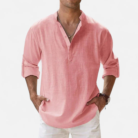 Old Monarchy | Men's Long Sleeve Linen Shirt – Lightweight Sophistication, Timeless Warm-Weather Style