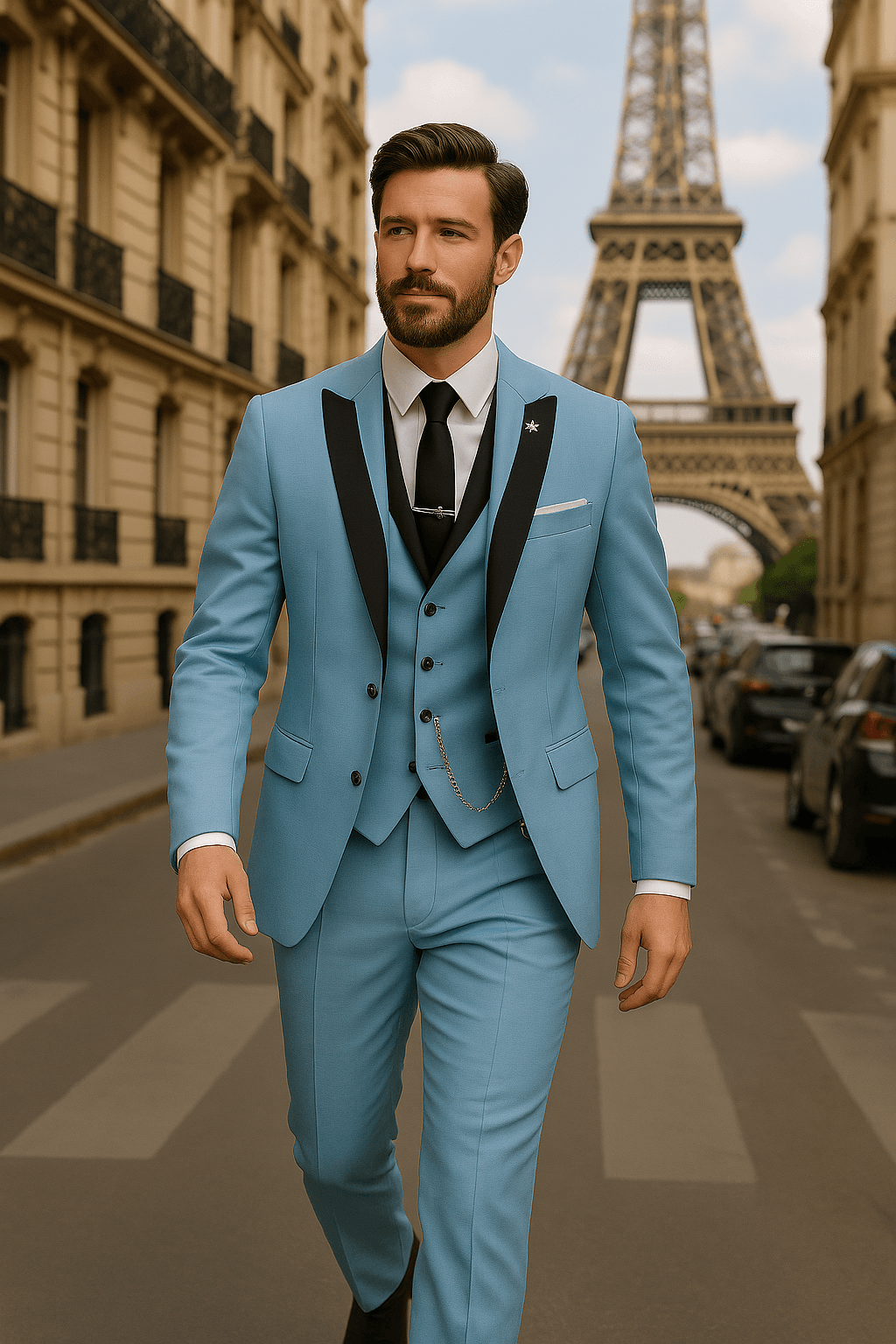 Men's Slim Fit 3-Piece Suit - Blazer, Waistcoat and Trousers Set