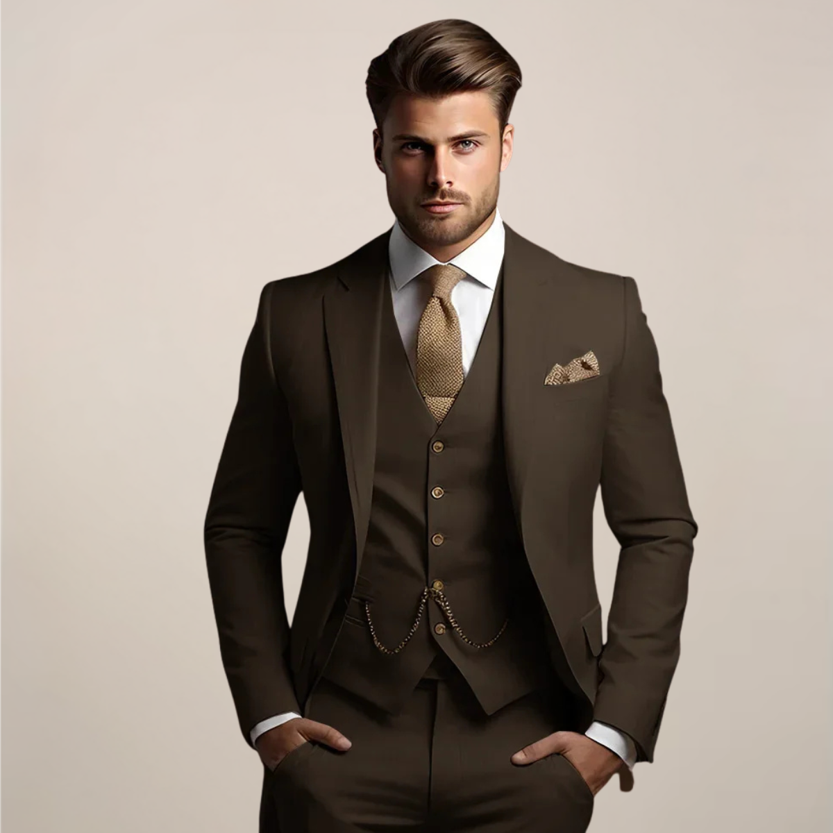 Men's Slim Fit 3-Piece Suit - Wedding Tuxedo